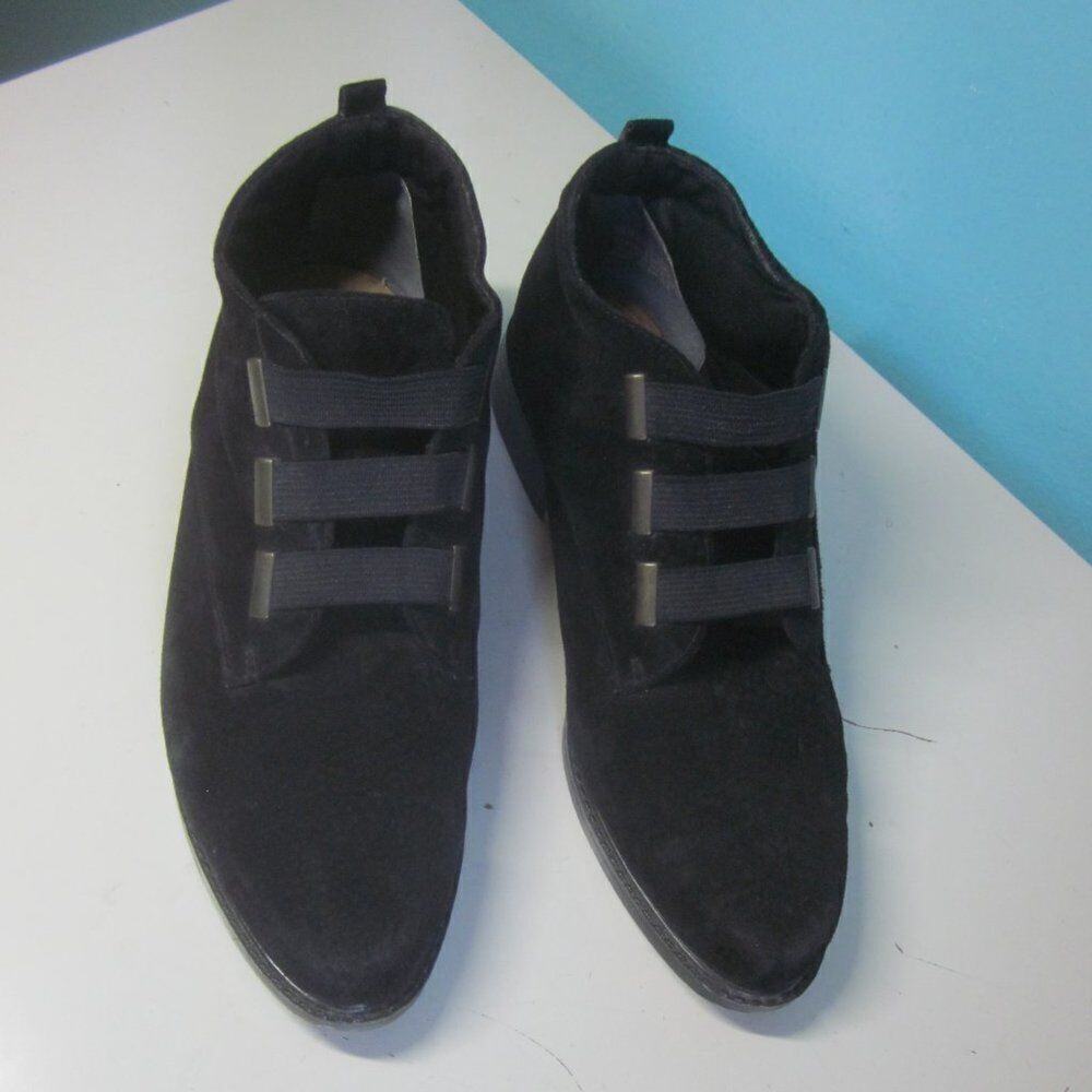 Vintage Life Stride Womens Black Suede Booties Size 8 Stretch Slip On 1" Heel